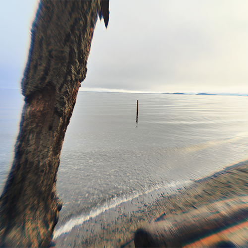 A mildly trippy beach due to a colourburst flair