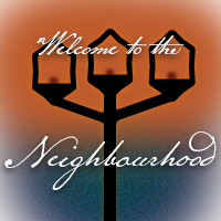 A childlike attempt at recreating a tripronged lamppost with the text 'Welcome to the Neighbourhood'