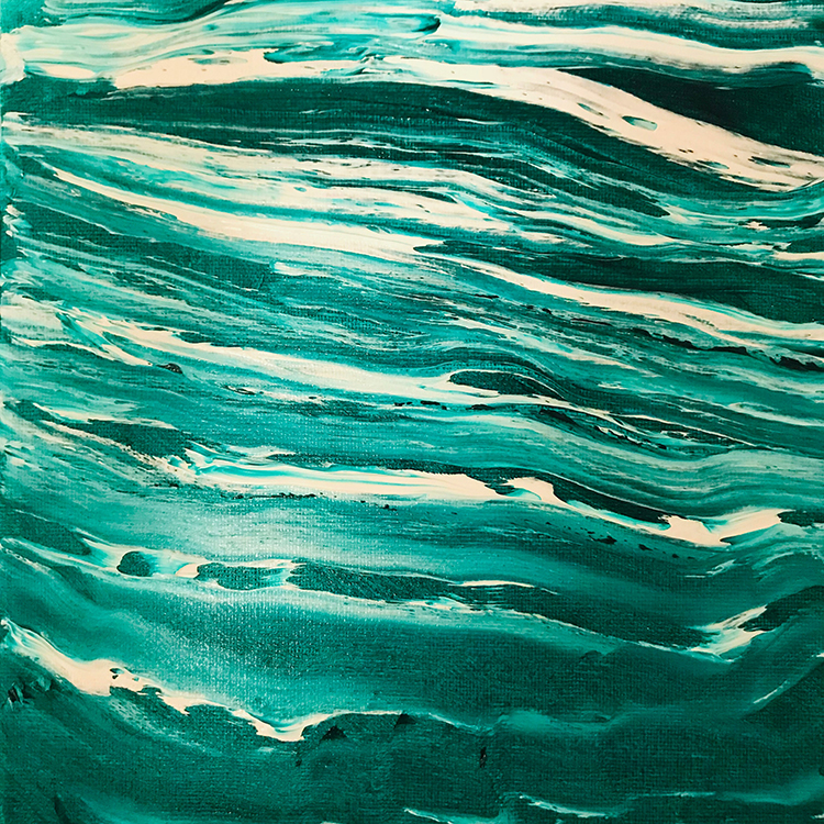 seawater is a blue-green acrylic painting, with a rolling texture like the ocean