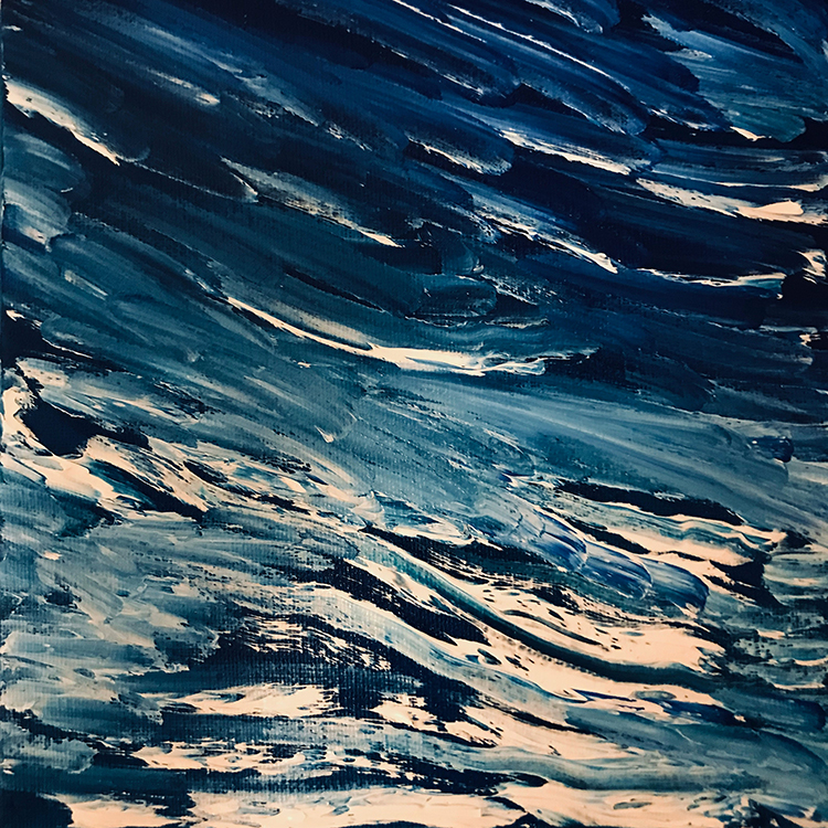 salt spray is a blue acrylic painting with heavy texturing
