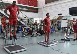 Athlete training in gym