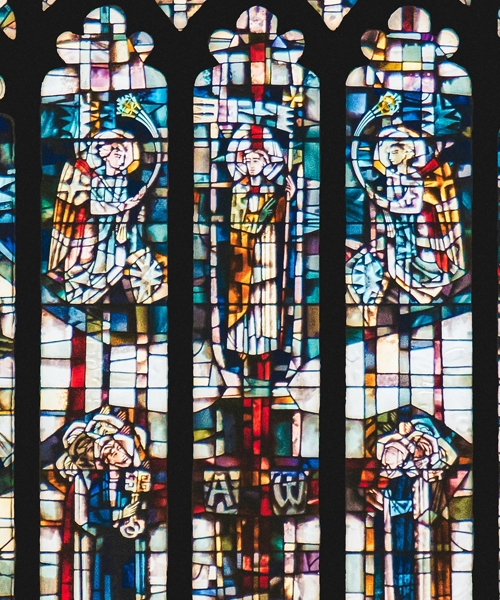 Colourful stained glass church window