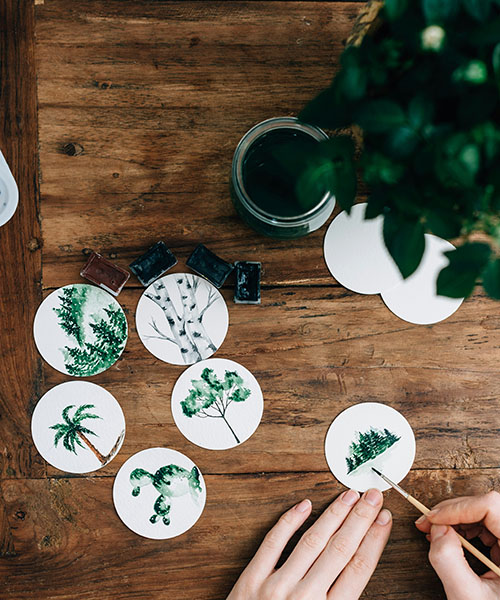 Sketching plants with paint