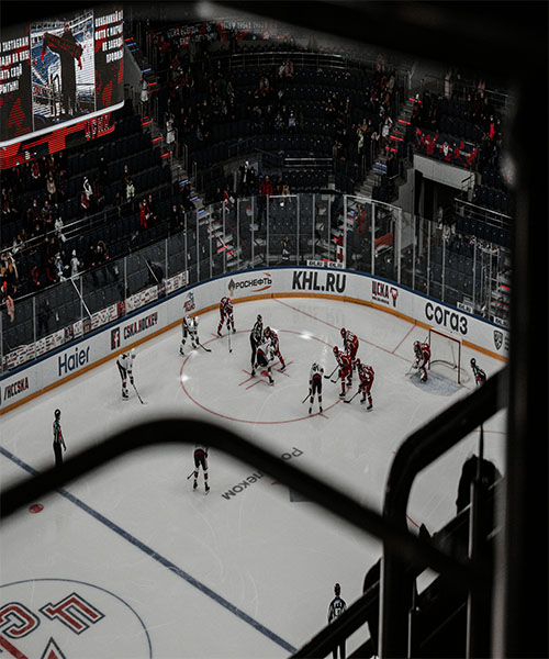 Hockey players preparing to face off