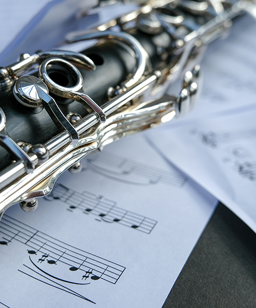 clarinet with music sheet
