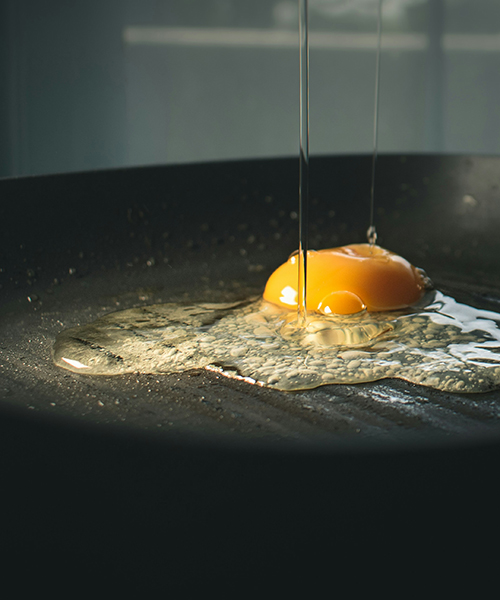egg cooking in a pan